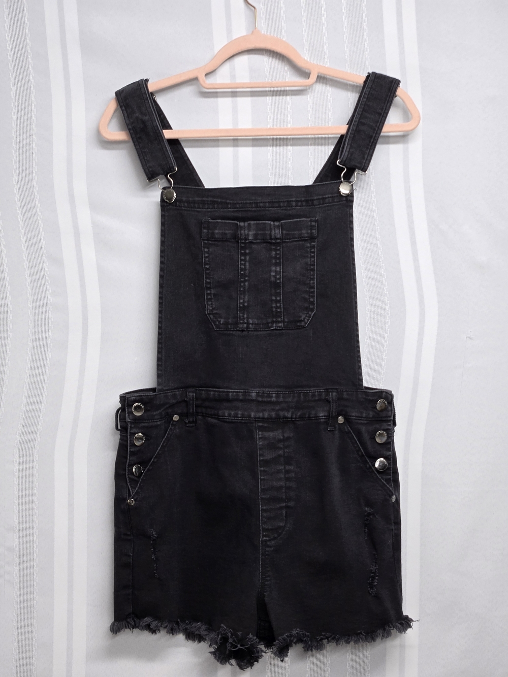 CP JEANS Women's Black Denim Short Overalls - Classic Casual SIZE LARGE